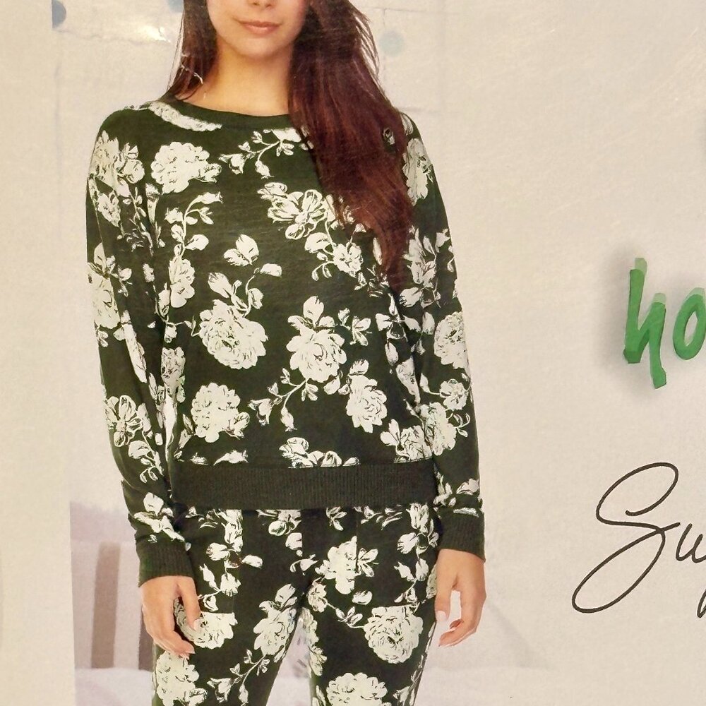 New Honeydew 2 Piece Pajama Lounge Set Women's Size XXL Green Floral Super Soft